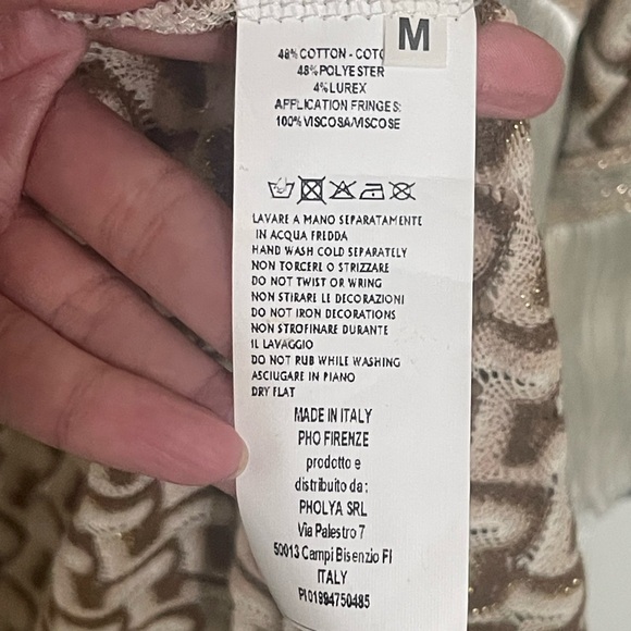 PHO FIRENZE Florence Lace Kimono Fringes Elegant White and Gold Swim Coverup - Picture 7 of 9